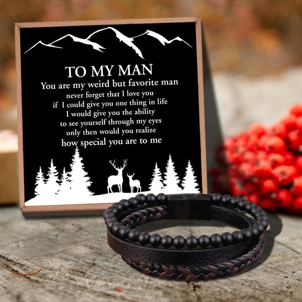 Bracelets For Husband To My Man - You Are My Favorite Man Black Beaded Bracelets For Men GiveMe-Gifts