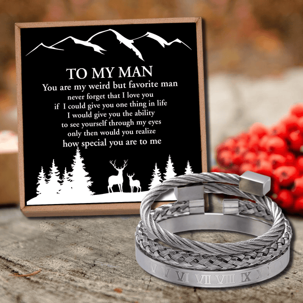 Bracelets To My Man - You Are Special To Me Roman Numeral Bracelet Set Silver GiveMe-Gifts