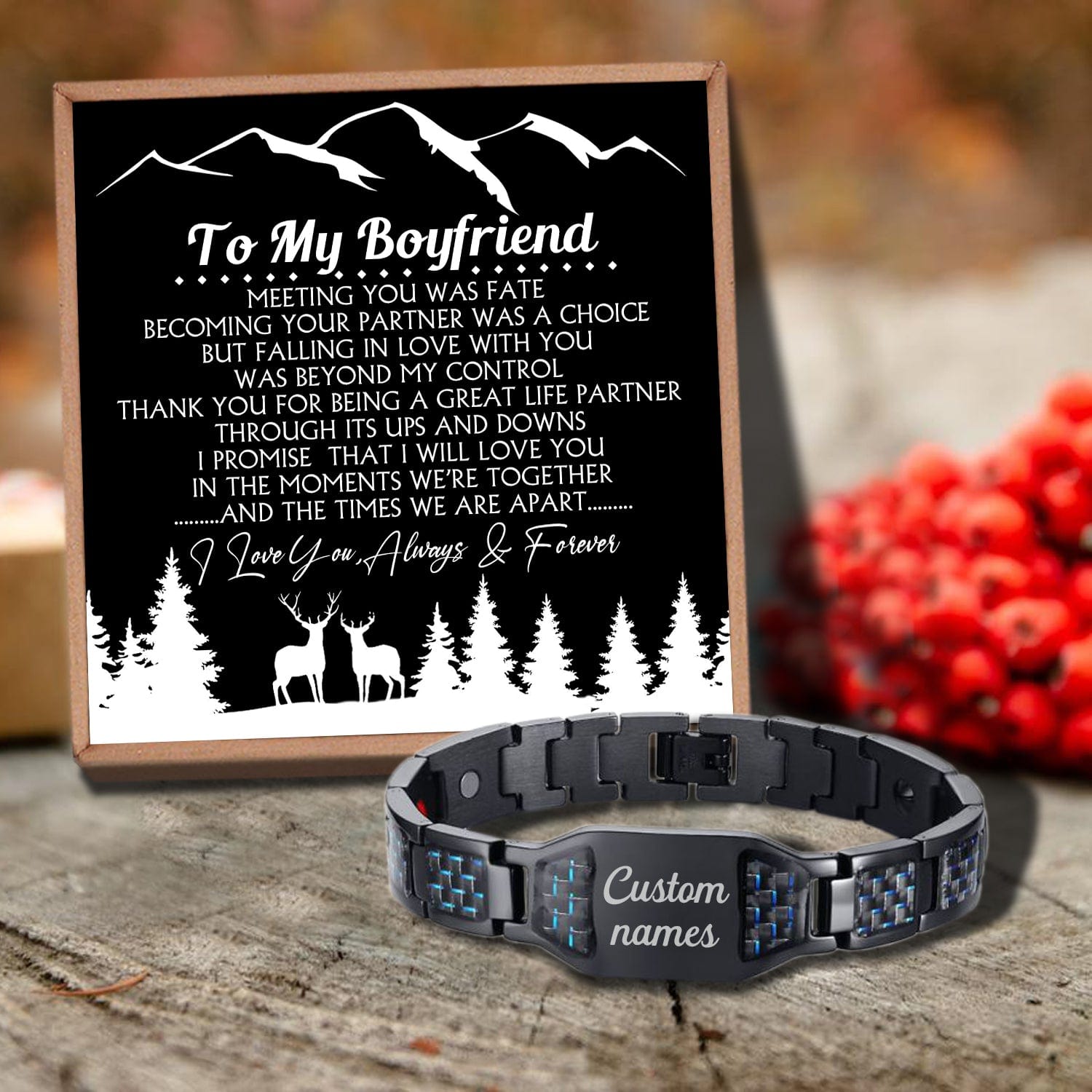 Bracelets For Lovers To My Boyfriend - I Love You Always And Forever Customized Name Bracelet GiveMe-Gifts