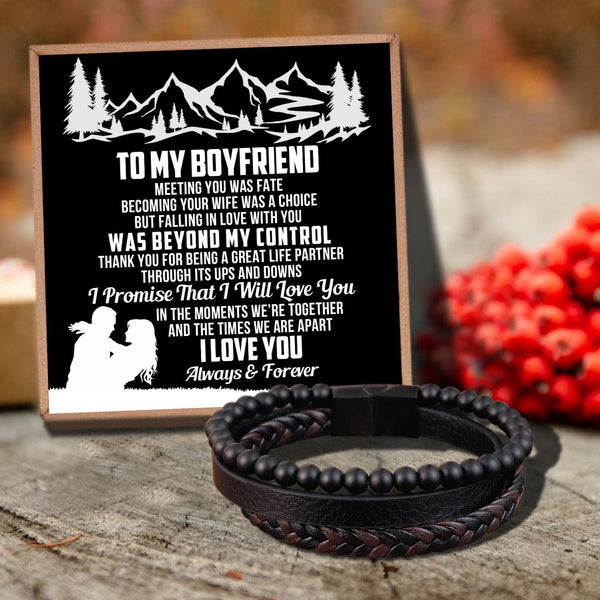 Bracelets For Lovers To My Boyfriend - I Love You Forever Black Beaded Bracelets For Men GiveMe-Gifts