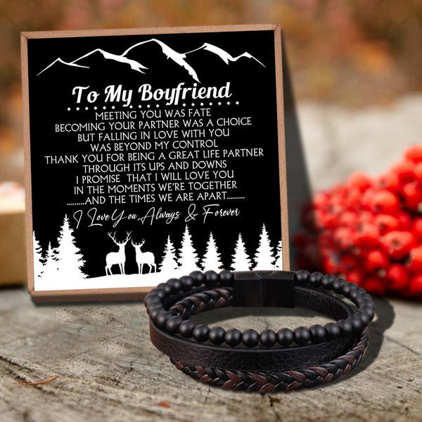 Bracelets For Lovers To My Boyfriend - Meeting You Was Fate Black Beaded Bracelets For Men GiveMe-Gifts
