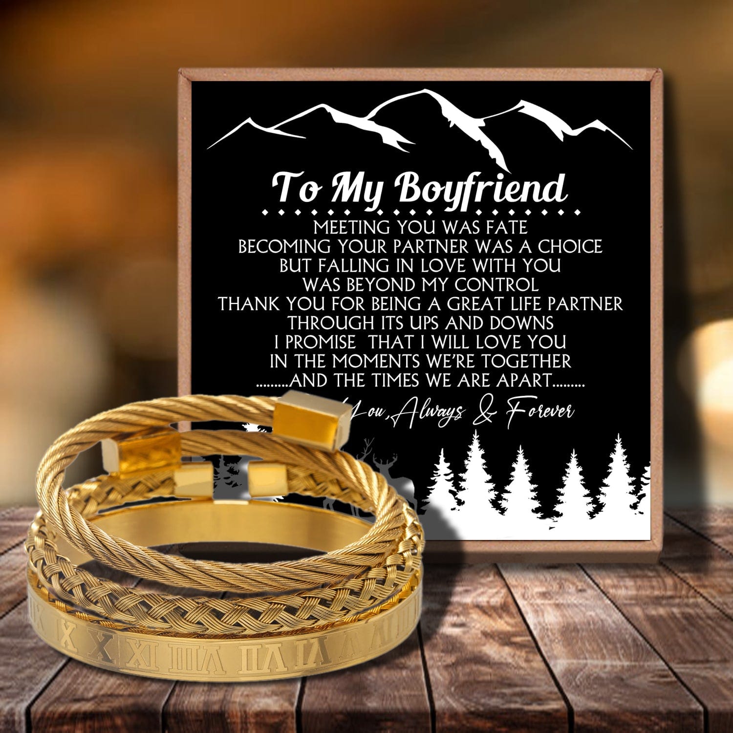 Bracelets For Lovers To My Boyfriend - Meeting You Was Fate Roman Numeral Bangle Weave Bracelets Gold GiveMe-Gifts