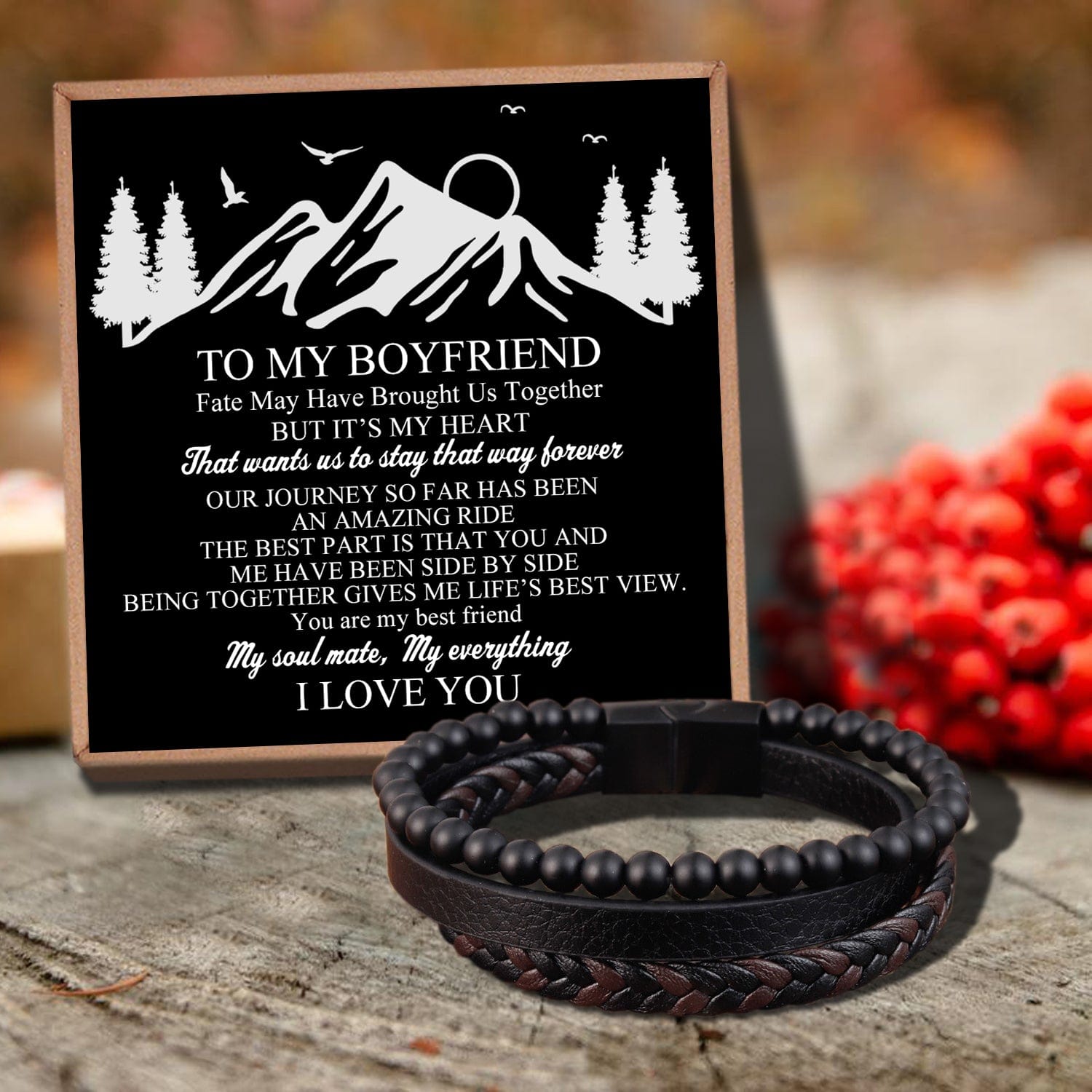 Bracelets For Lovers To My Boyfriend - You Are My Everything Black Beaded Bracelets For Men GiveMe-Gifts