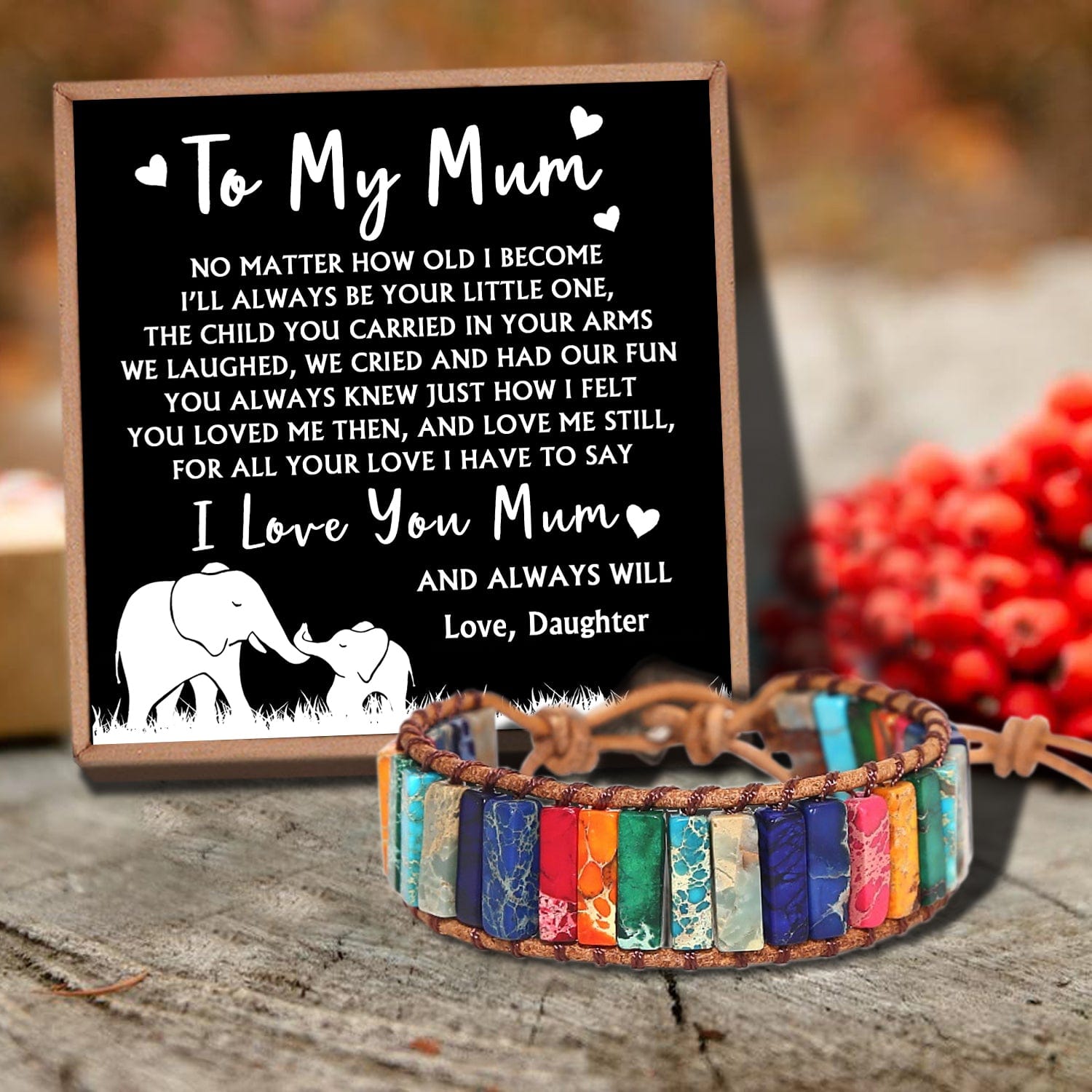 Bracelets For Mom Daughter To Mum - I Love You Gemstones Chakra Bracelet GiveMe-Gifts