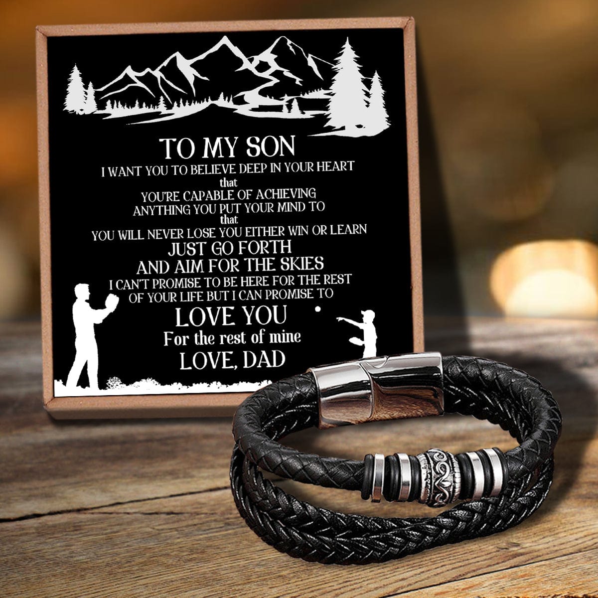 Bracelets For Son Dad To Son - Believe Deep In Your Heart Braided Leather Bracelet Silver GiveMe-Gifts