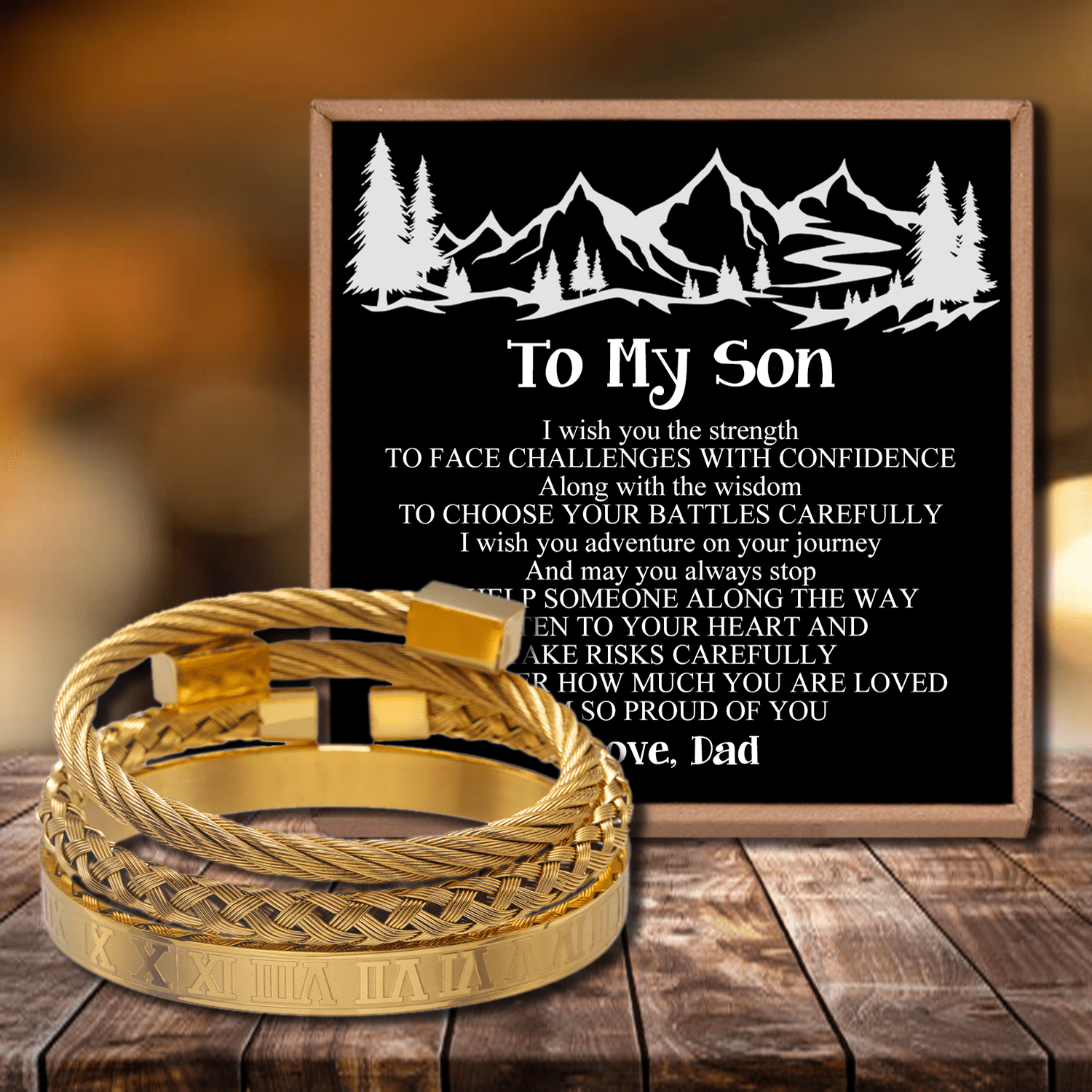 Bracelets Dad To Son - I Am So Proud Of You Roman Numeral Bracelet Set Gold GiveMe-Gifts