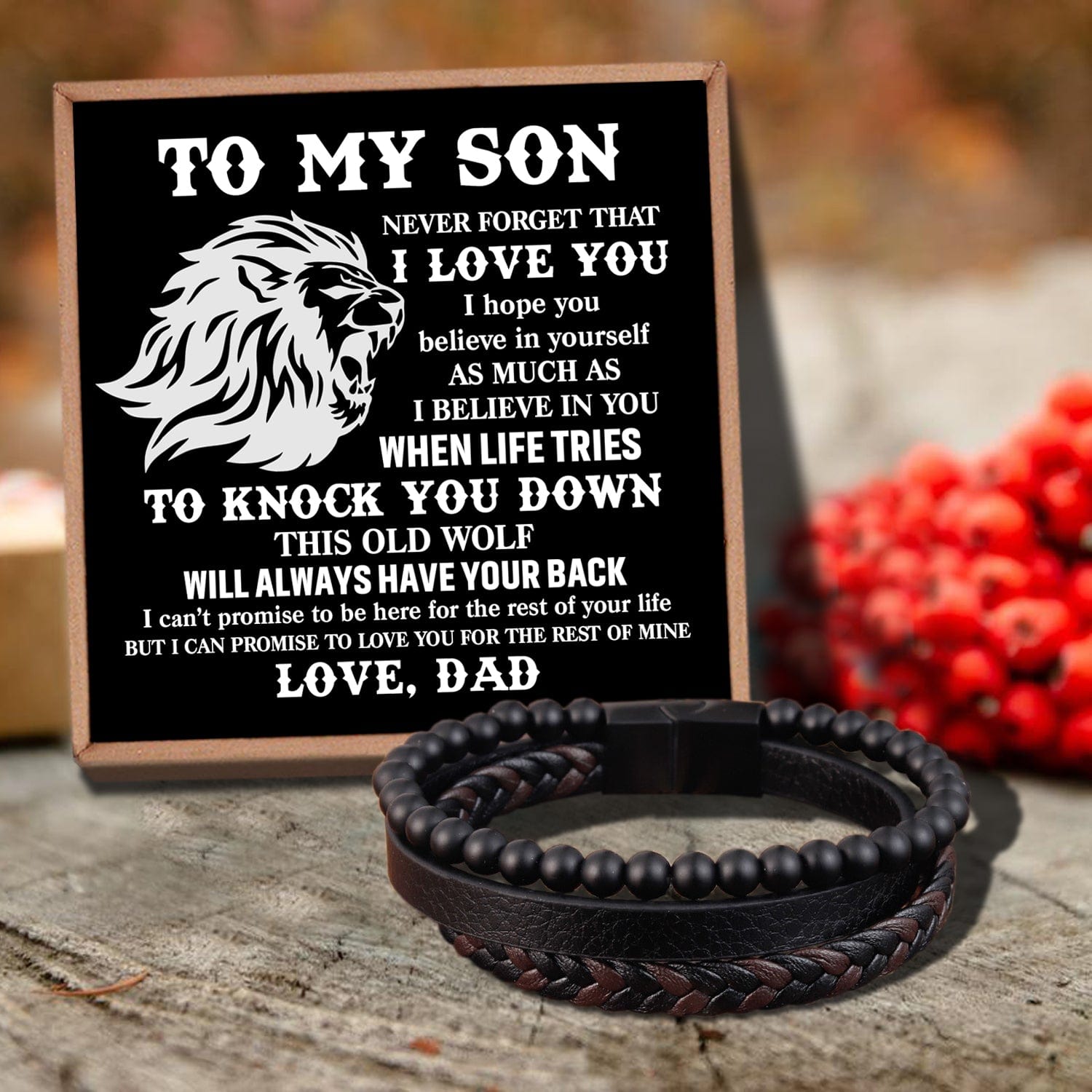 Bracelets For Son Dad To Son - I Believe In You Black Beaded Bracelets For Men GiveMe-Gifts