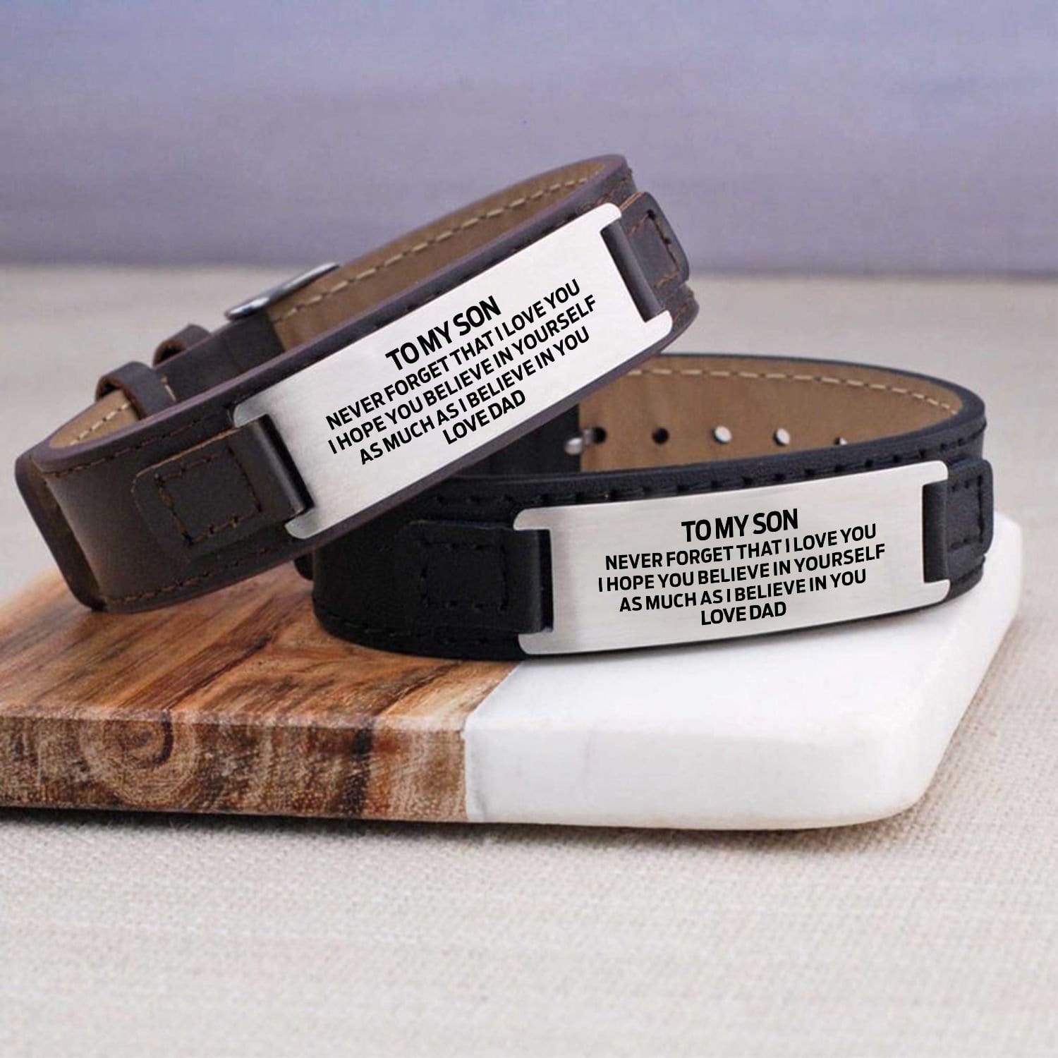 Bracelets Dad To Son - I Believe In You Men's Leather Bracelet GiveMe-Gifts