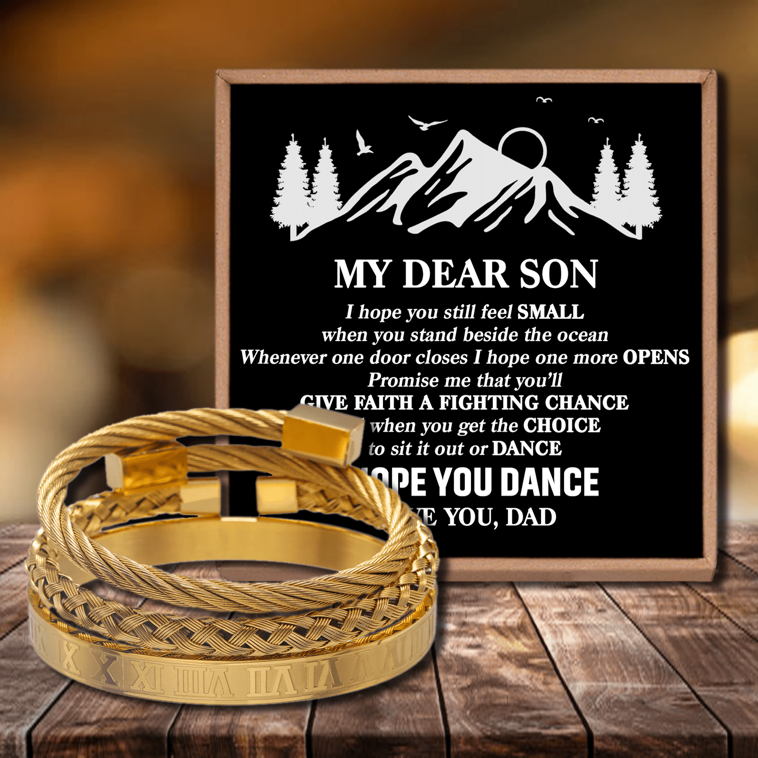 Bracelets Dad To Son - I Hope You Dance Roman Numeral Bracelet Set Gold GiveMe-Gifts