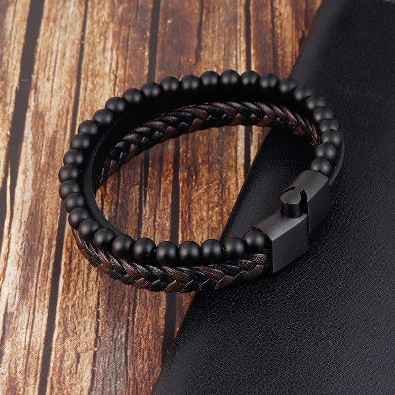 Bracelets For Son Dad To Son - I Will Always Carry You Black Beaded Bracelets For Men GiveMe-Gifts