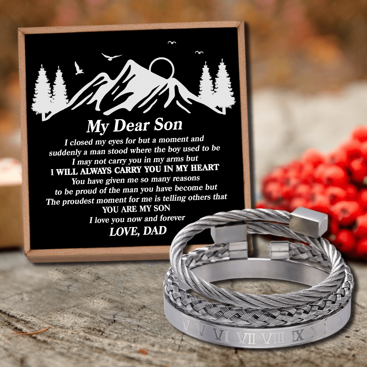 Bracelets Dad To Son - I Will Always Carry You Roman Numeral Bracelet Set GiveMe-Gifts