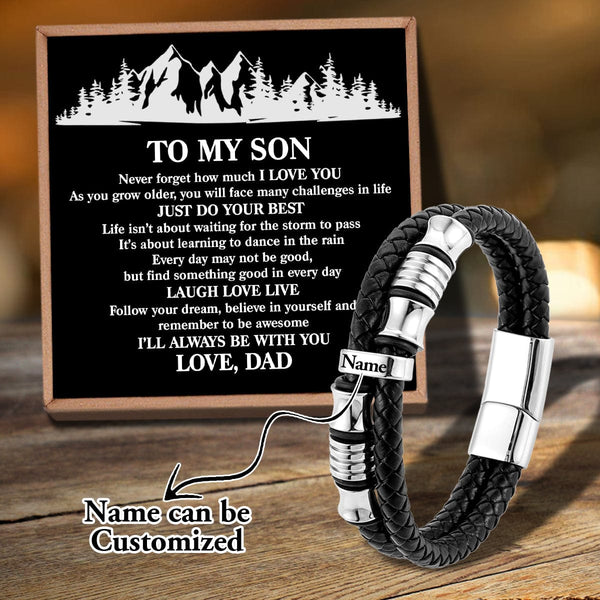 Bracelets For Son Dad To Son - Just Do Your Best Personalized Name Bracelet GiveMe-Gifts