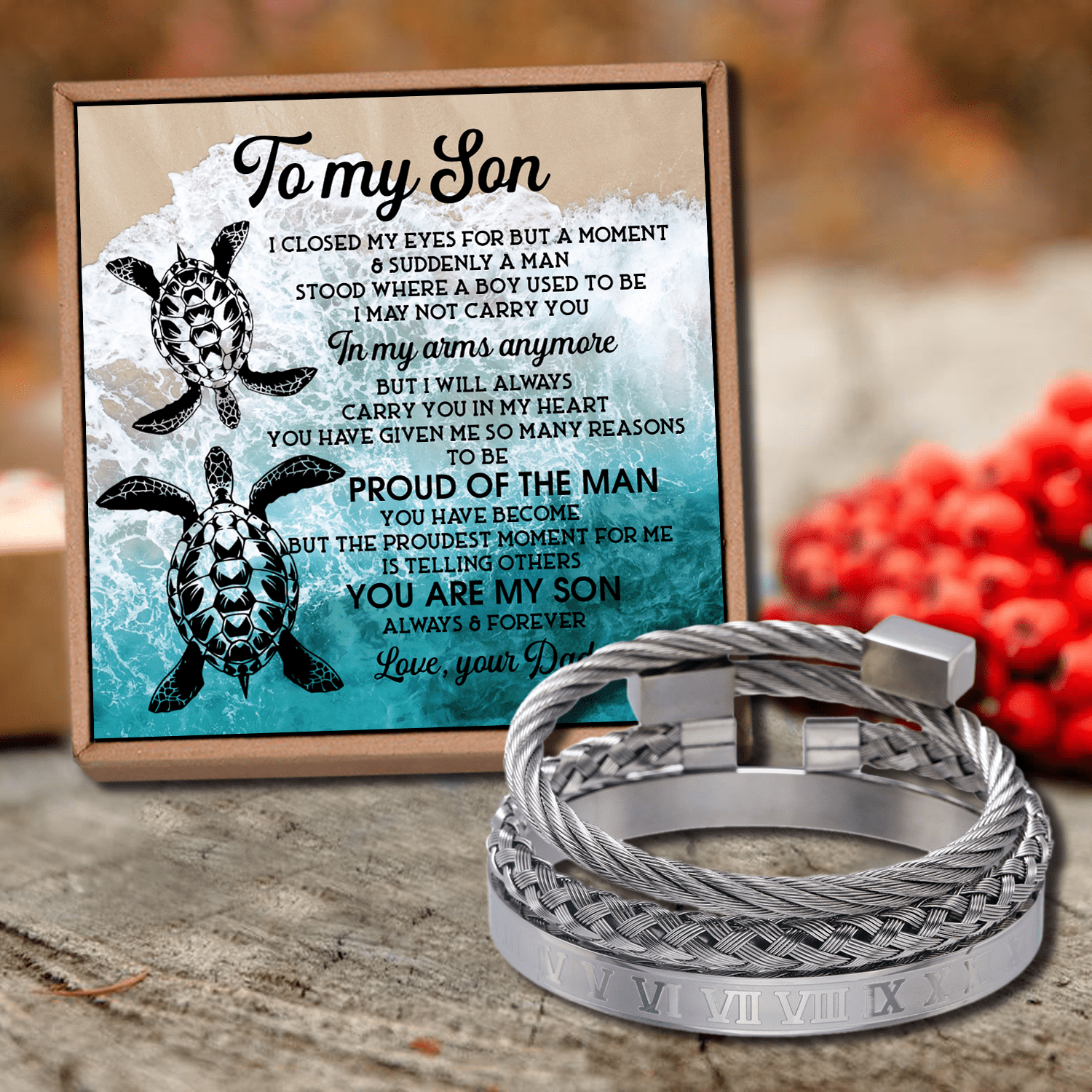 Bracelets Dad To Son - Proud Of The Man Roman Numeral Bracelet Set GiveMe-Gifts