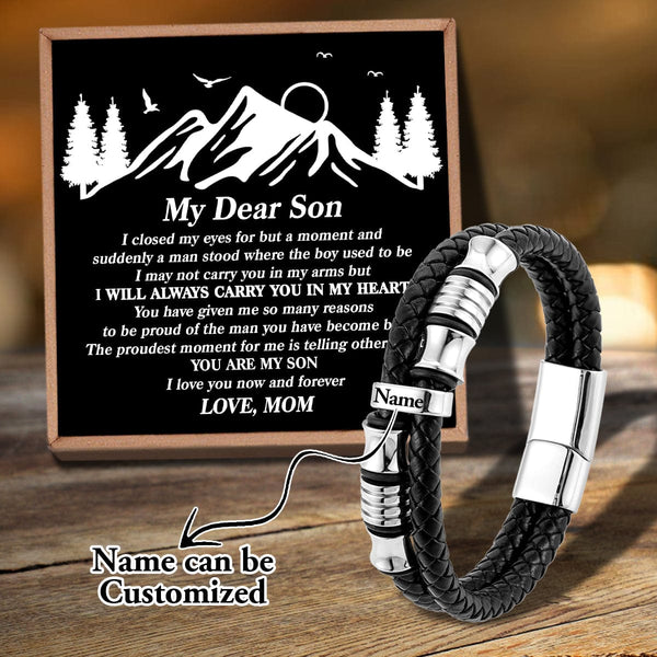 Bracelets For Son Mom To Son - Carry You In My Heart Personalized Name Bracelet GiveMe-Gifts