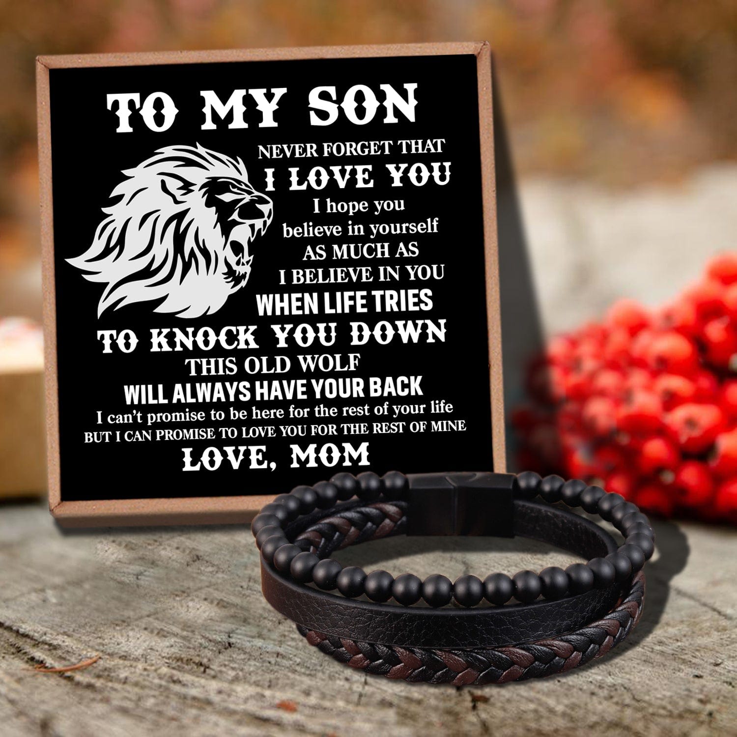 Bracelets For Son Mom To Son - I Believe In You Black Beaded Bracelets For Men GiveMe-Gifts