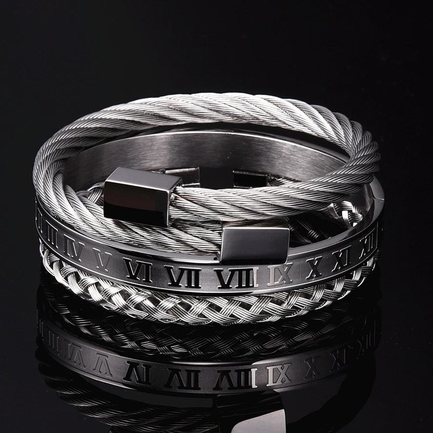 Bracelets Mom To Son - I Love You Roman Numeral Bangle Weave Bracelets Set GiveMe-Gifts