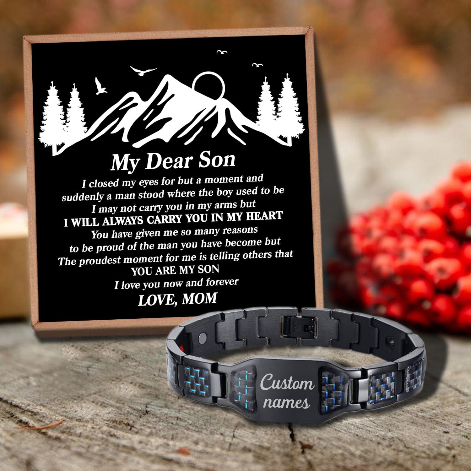 Bracelets For Son Mom To Son - I Will Always Carry You In My Heart Customized Bracelet For Men GiveMe-Gifts