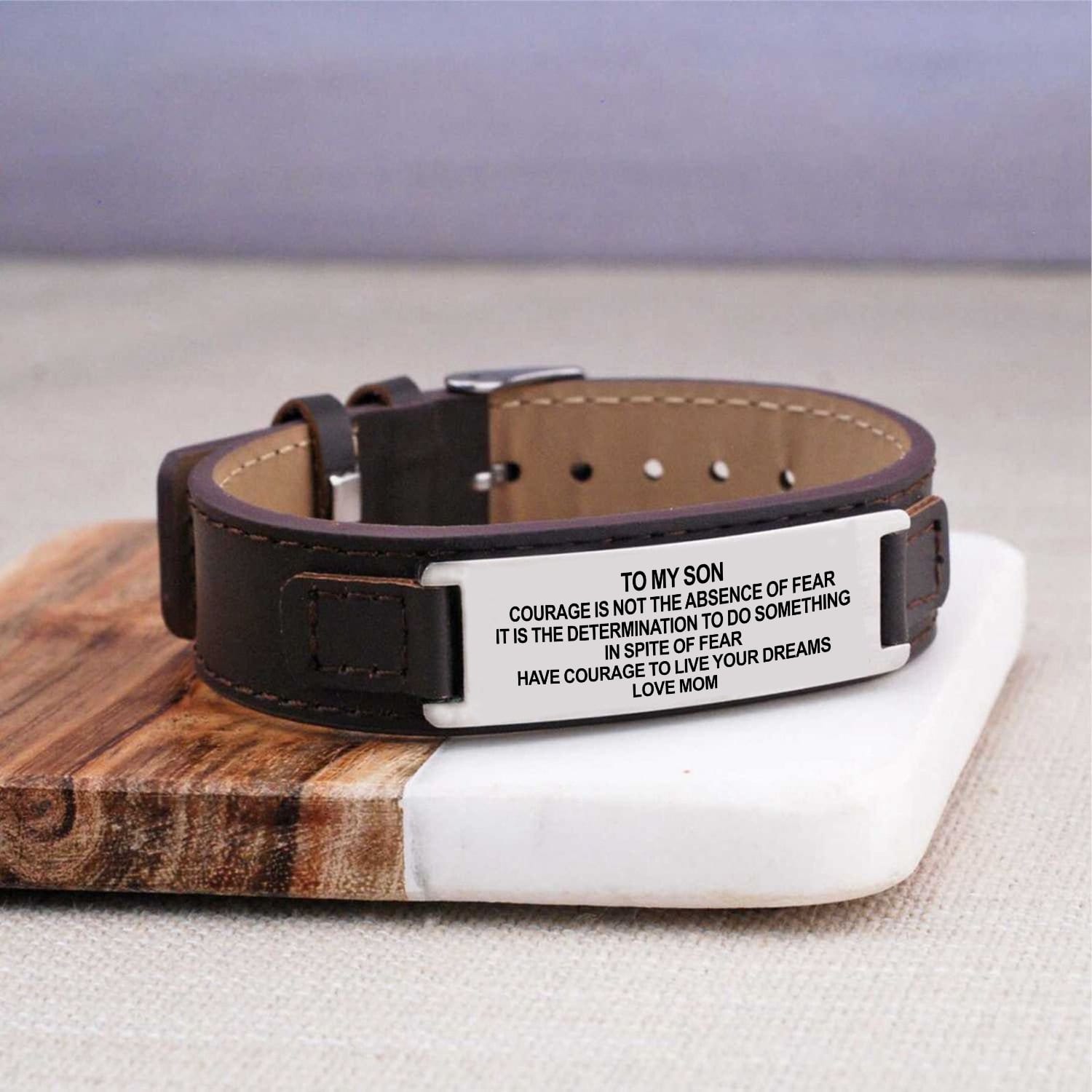 Bracelets Mom To Son - Live Your Dreams Men's Leather Bracelet Brown GiveMe-Gifts