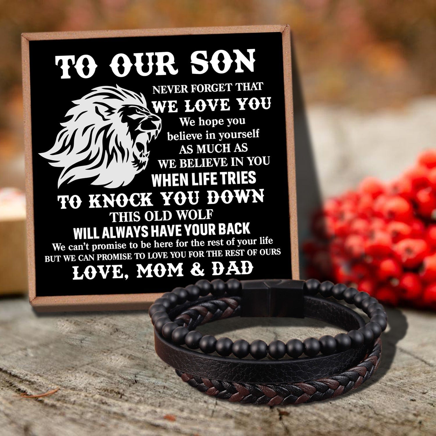 Bracelets For Son To Our Son - We Believe In You Black Beaded Bracelets For Men GiveMe-Gifts
