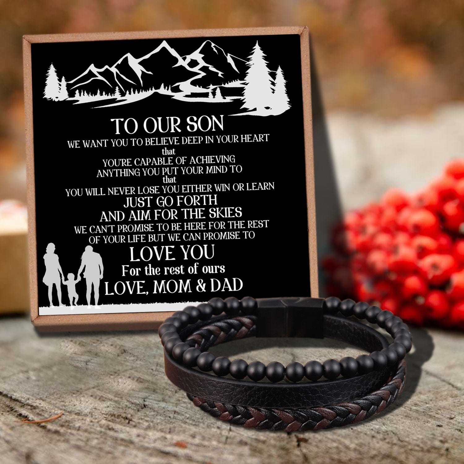 Bracelets For Son To Our Son - We Love You For The Rest Of Mine Black Beaded Bracelets For Men GiveMe-Gifts