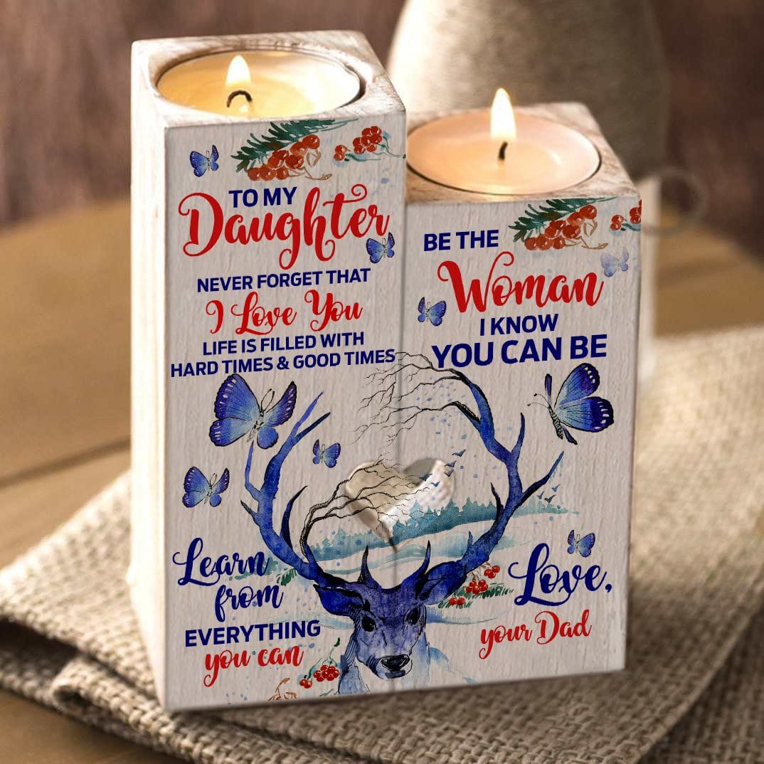 Candle Holders Dad To Daughter - I Love You Wooden Candle Holders GiveMe-Gifts