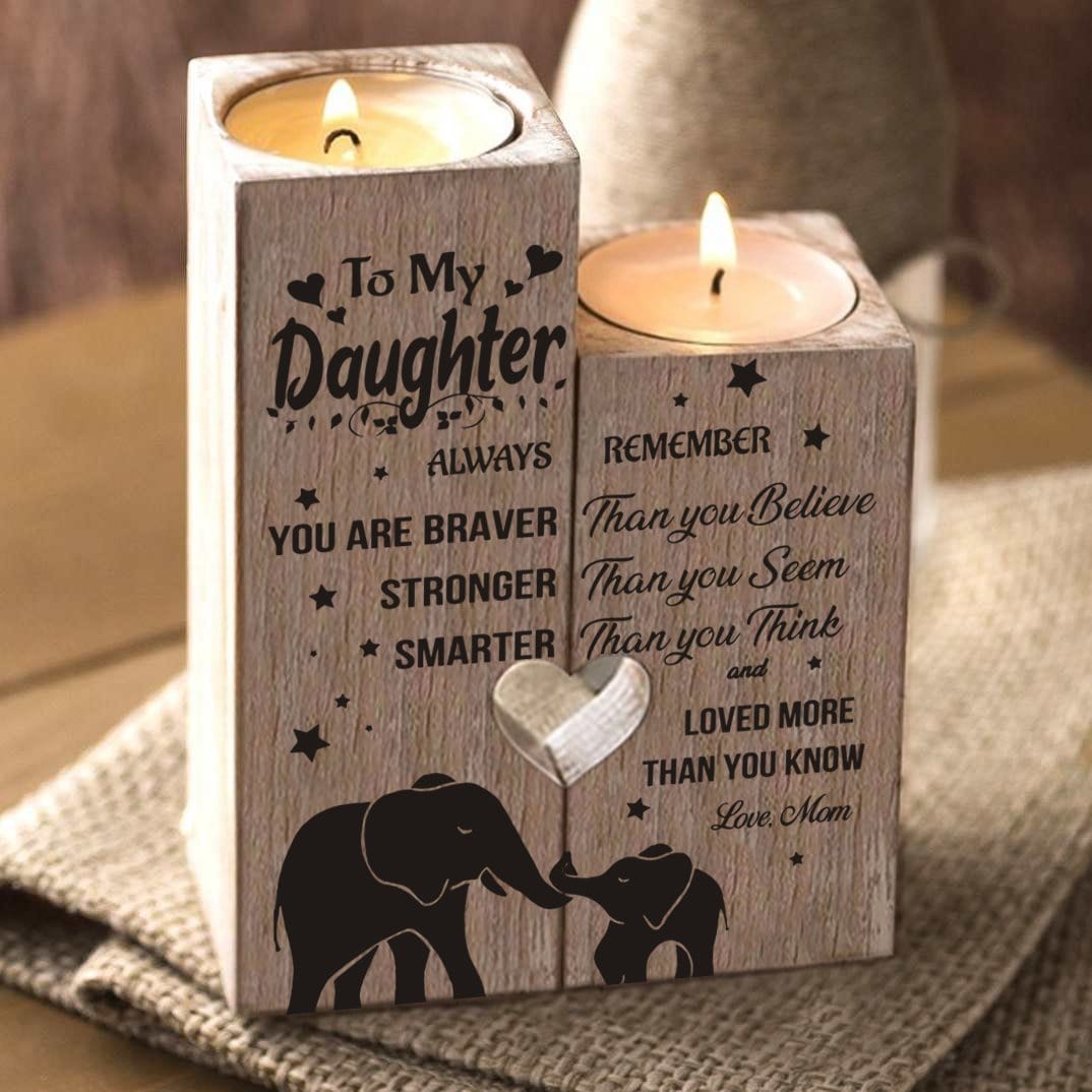 Candle Holders Mom To Daughter - You Are Loved More Than You Know Wooden Candle Holders GiveMe-Gifts