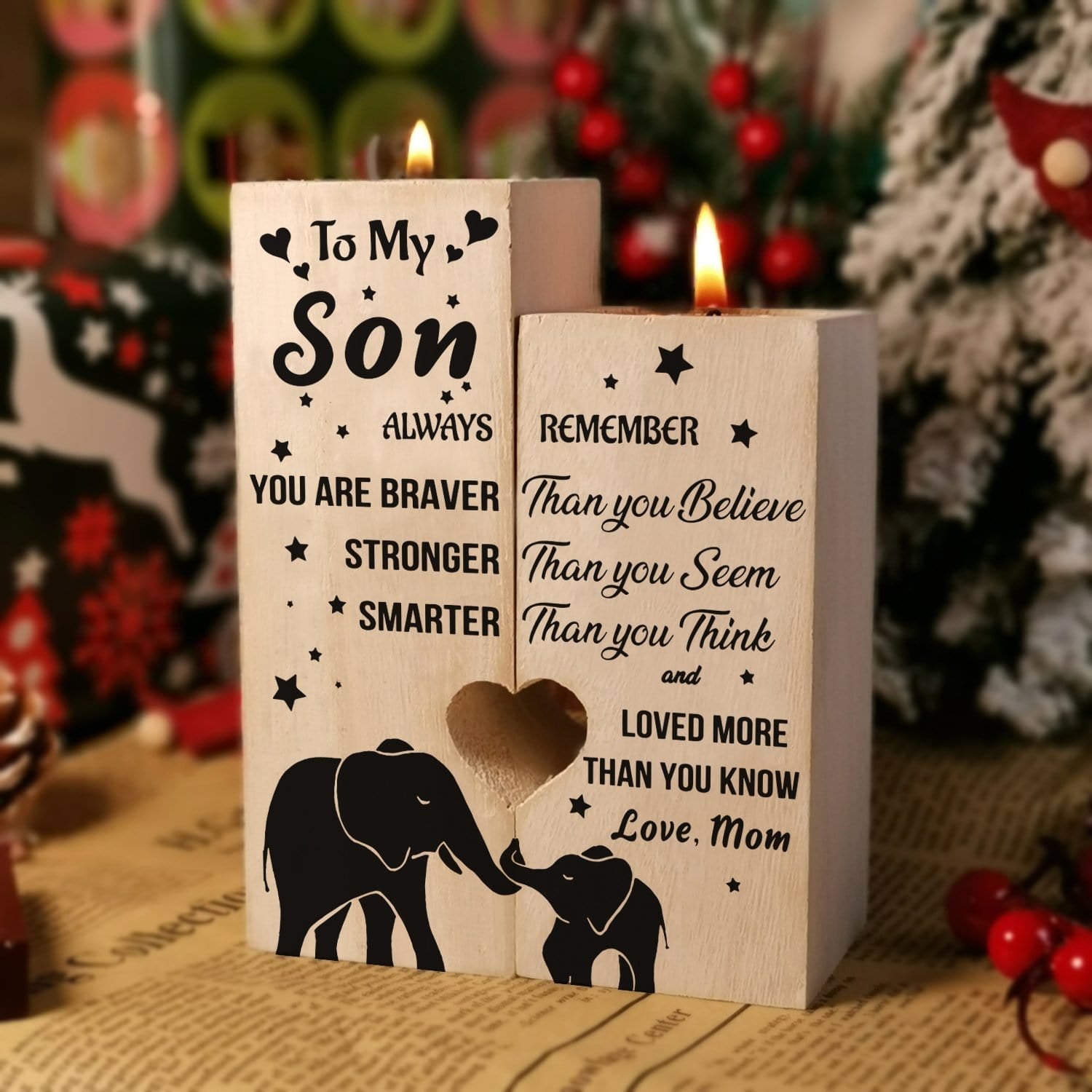 Candle Holders Mom To Son - You Are Loved More Than You Know Wooden Candle Holders GiveMe-Gifts