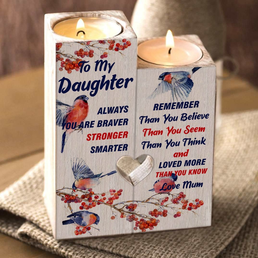 Candle Holders Mum To Daughter - You Are Loved More Wooden Candle Holders GiveMe-Gifts