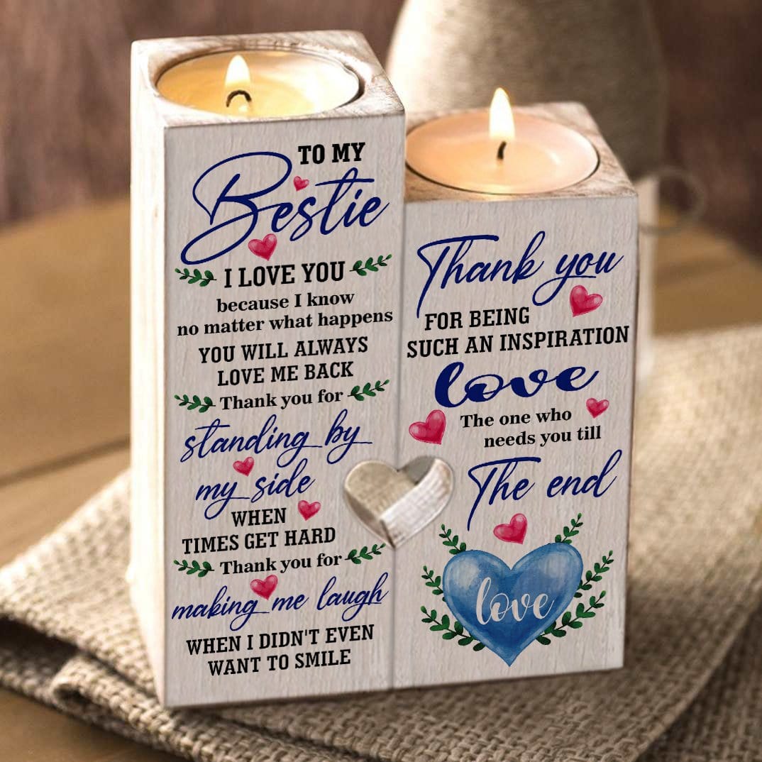 Candle Holders To My Bestie - Thank You For Standing By My Side Wooden Candle Holders GiveMe-Gifts