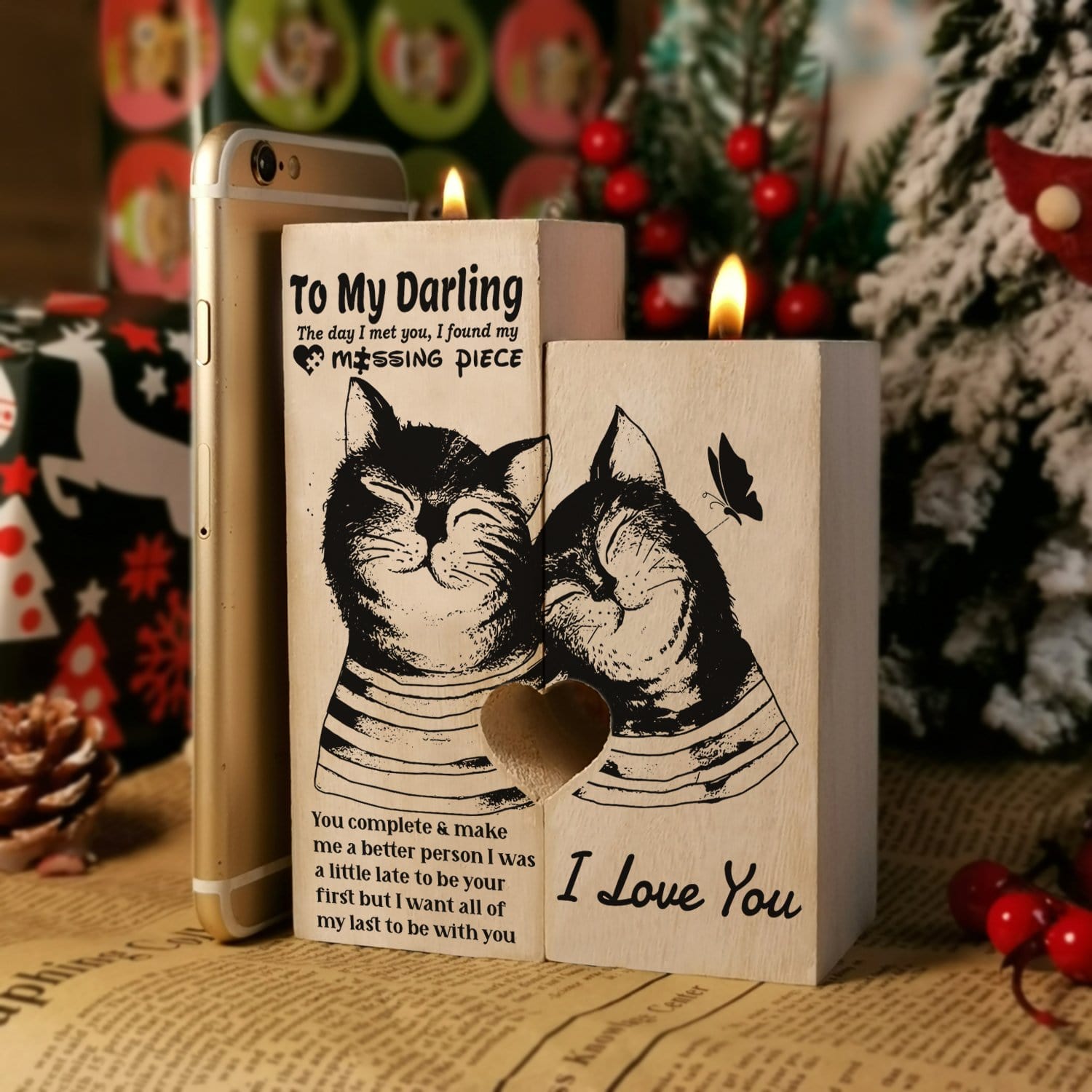 Candle Holders To My Darling - I Love You Wooden Candle Holders GiveMe-Gifts