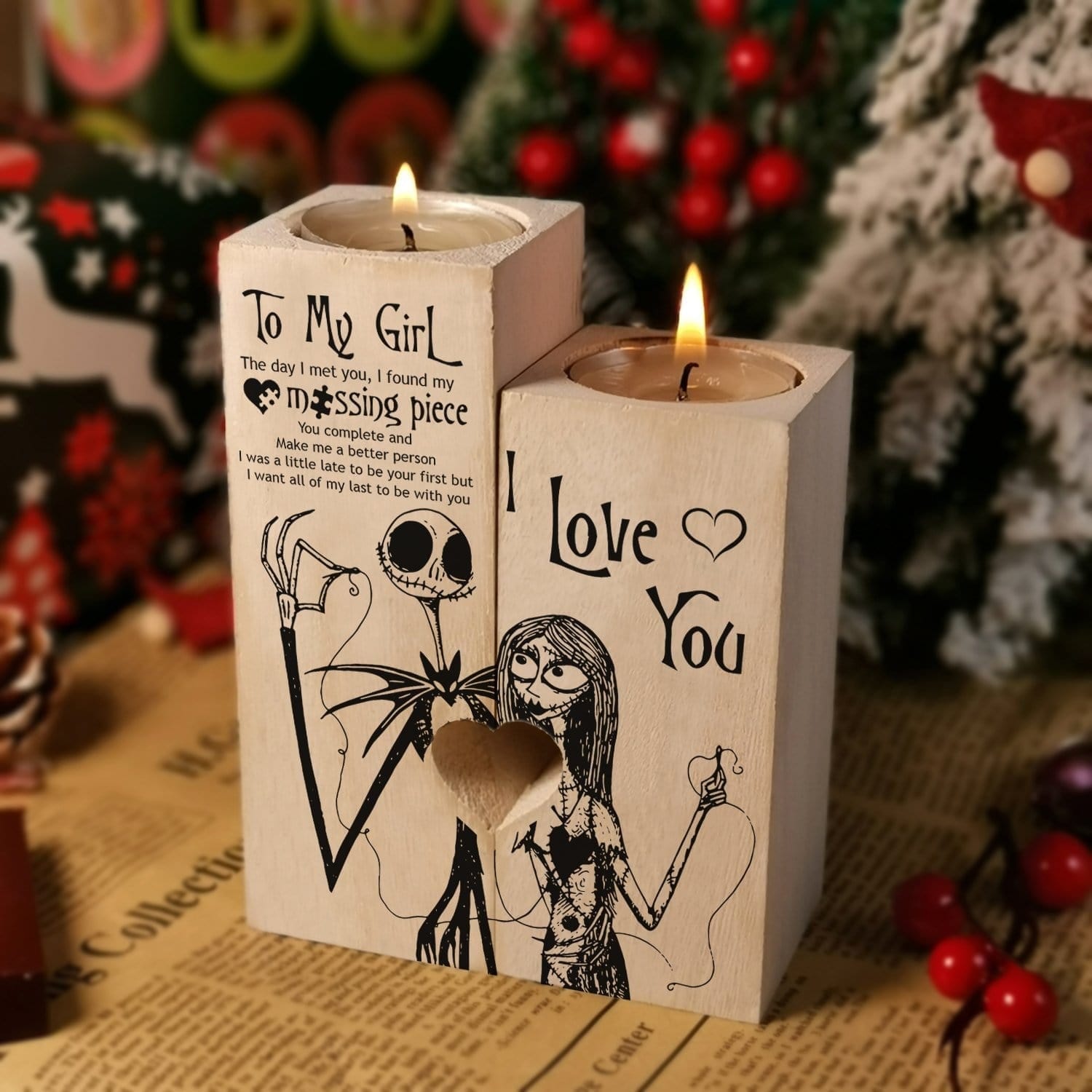 Candle Holders To My Girl - You Complete And Make Me Better Wooden Candle Holders GiveMe-Gifts