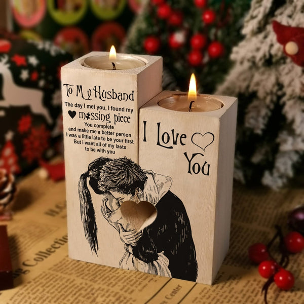 Candle Holders To My Husband - I Love You Wooden Candle Holders GiveMe-Gifts
