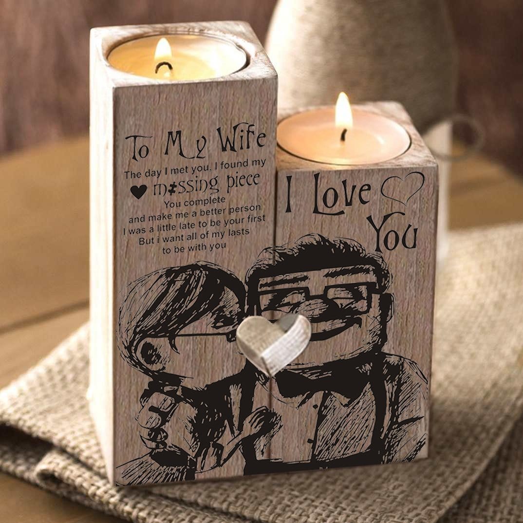 Candle Holders To My Wife - I Found My Missing Piece Wooden Candle Holders GiveMe-Gifts