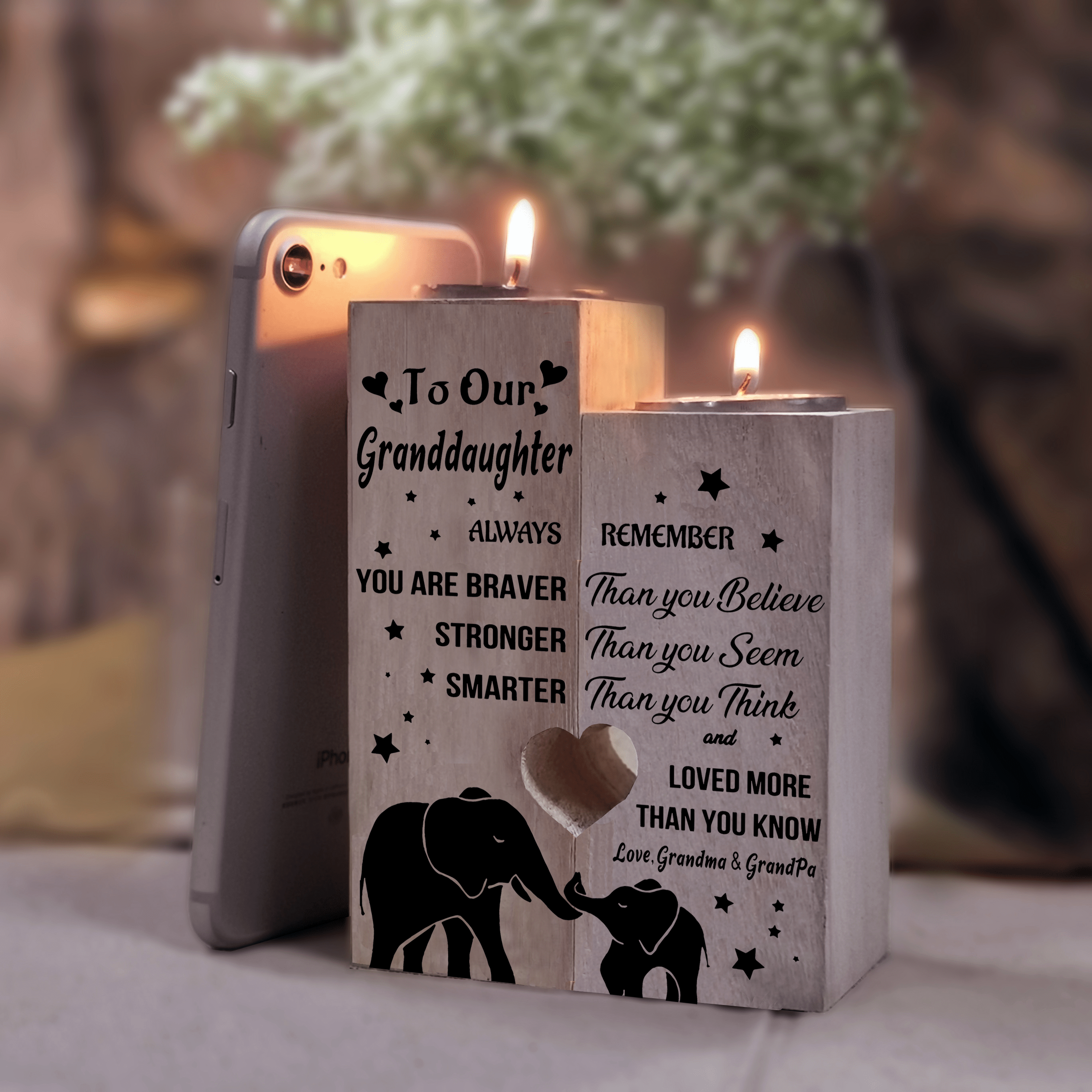 Candle Holders To Our Granddaughter - You Are Loved More Wooden Candle Holders GiveMe-Gifts