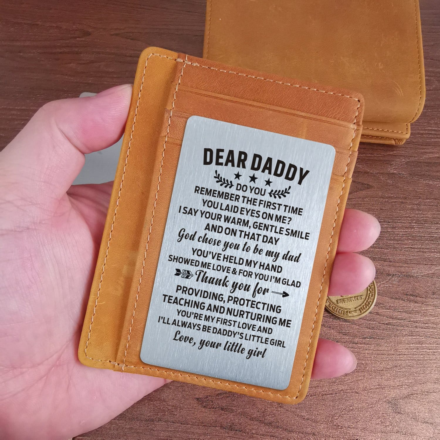 Card Holder Wallet Daughter To Dad - Thank You For Nurturing Me Leather Card Holder Wallet GiveMe-Gifts