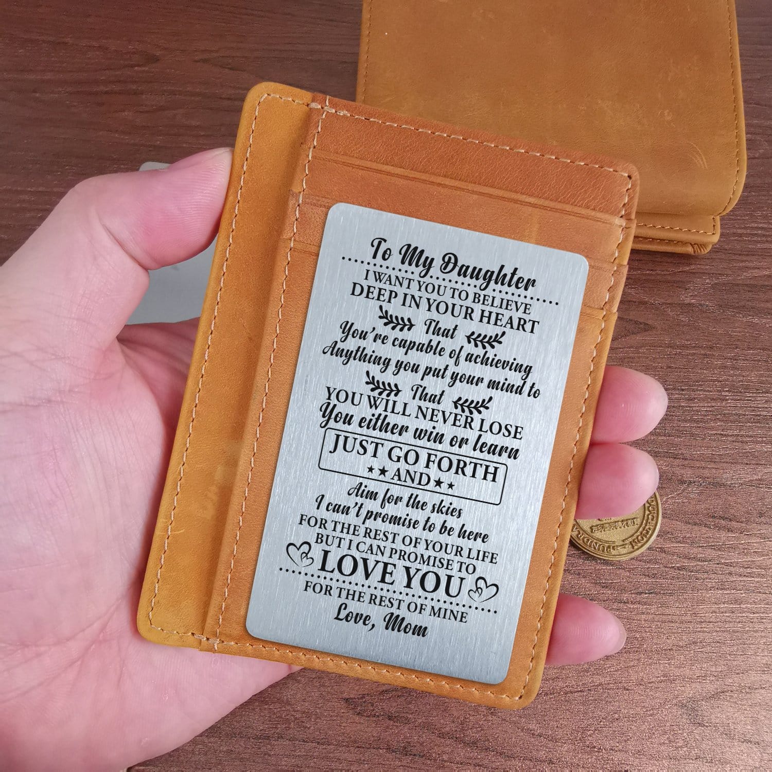 Card Holder Wallet Mom To Daughter - I Love You Leather Card Holder Wallet GiveMe-Gifts