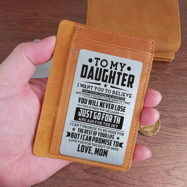 Card Holder Wallet Mom To Daughter - You Will Never Lose Leather Card Holder Wallet GiveMe-Gifts
