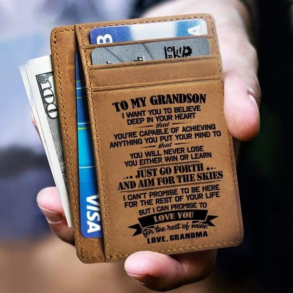 Card Holder Wallet To My Grandson - Engraved Card Holder Wallet GiveMe-Gifts