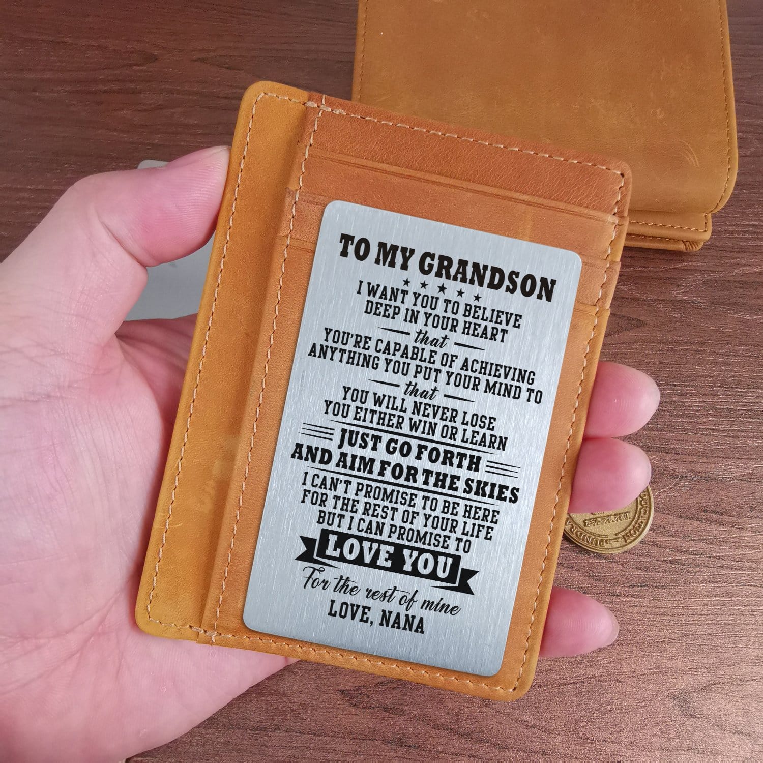Card Holder Wallet Nana To Grandson - I Promise To Love You Leather Card Holder Wallet GiveMe-Gifts