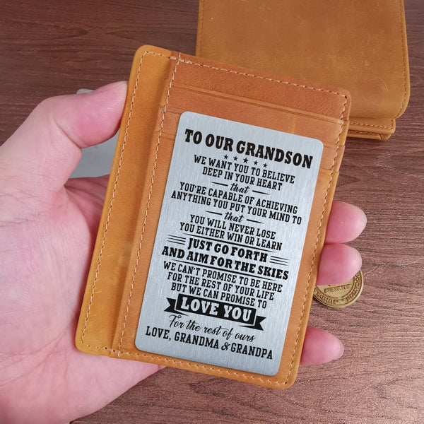 Card Holder Wallet To Our Grandson - We Promise To Love You Leather Card Holder Wallet GiveMe-Gifts