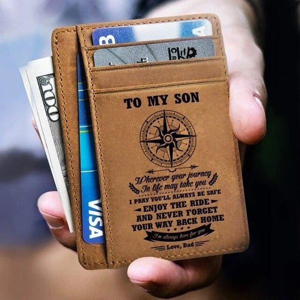 Card Holder Wallet To My Son - Engraved Card Holder Wallet GiveMe-Gifts