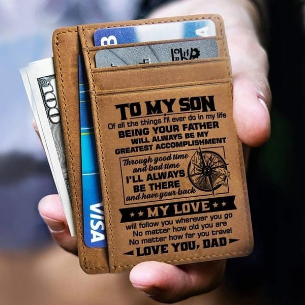 Card Holder Wallet Dad To Son - I Will Always Be There Engraved Card Holder Wallet GiveMe-Gifts