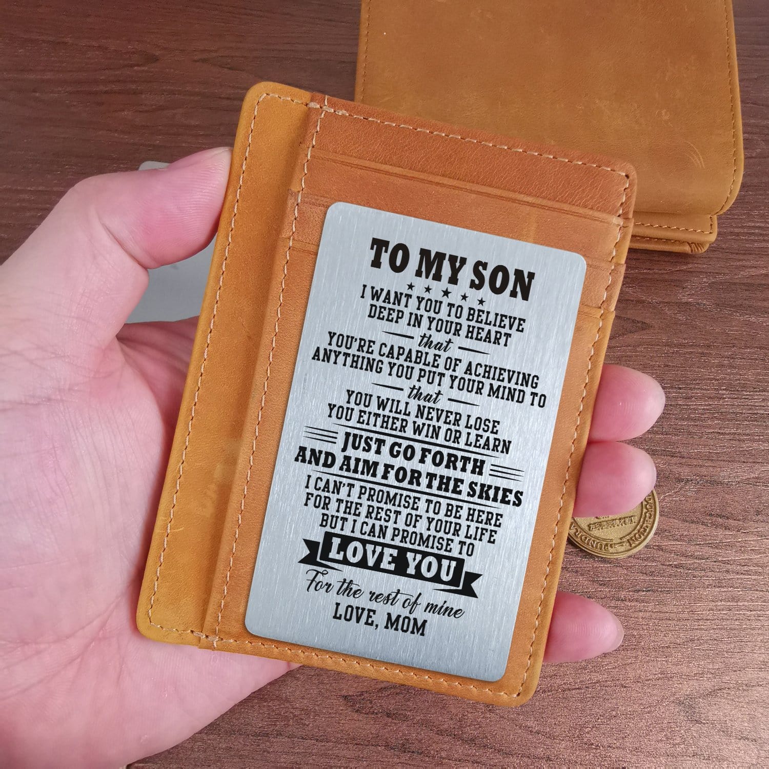 Card Holder Wallet Mom To Son - I Love You Leather Card Holder Wallet GiveMe-Gifts