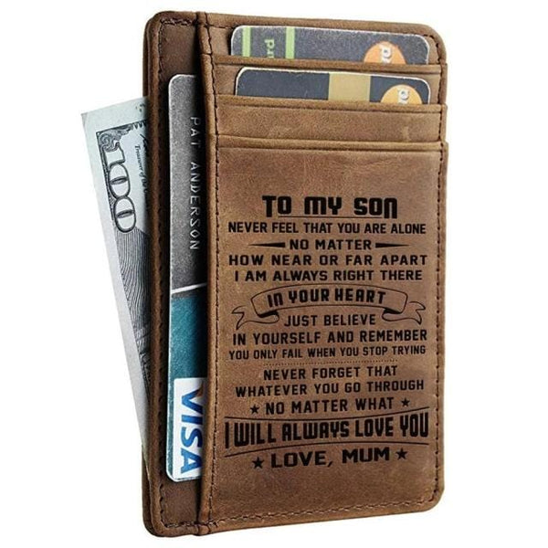 Card Holder Wallet Mum To Son - I Will Always Love You Engraved Card Holder Wallet GiveMe-Gifts