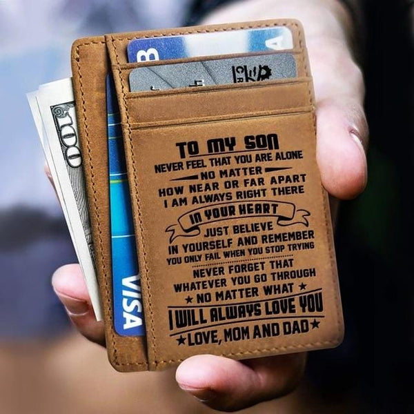 Card Holder Wallet To My Son - I Will Always Love You Engraved Card Holder Wallet GiveMe-Gifts