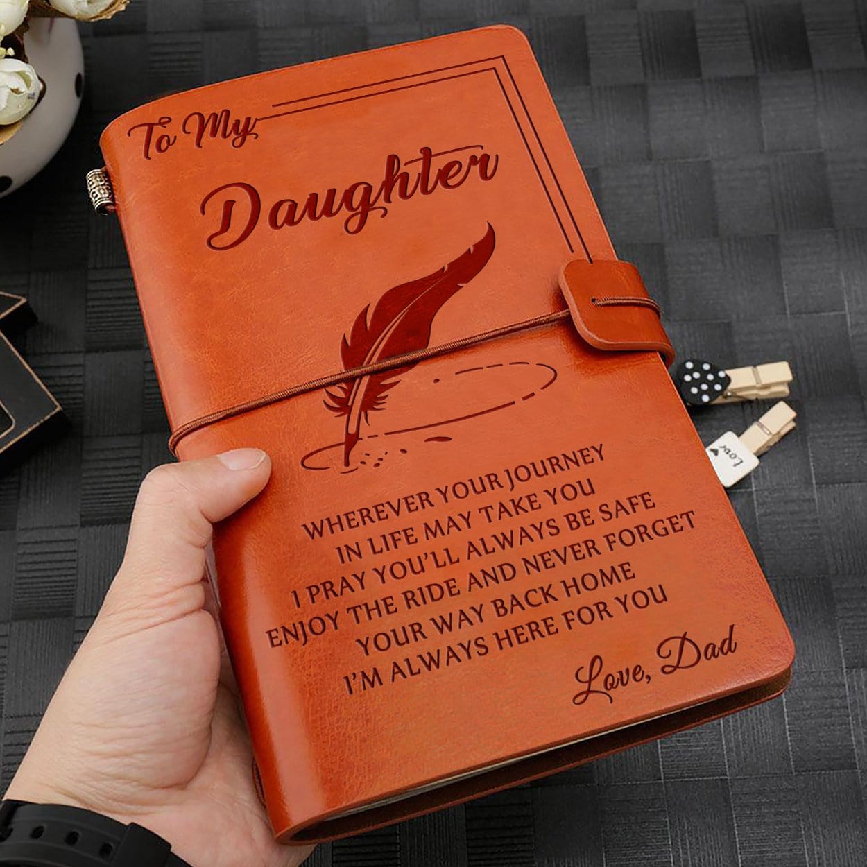 Diary Dad To Daughter - I Am Always Here For You Personalized Leather Journal GiveMe-Gifts