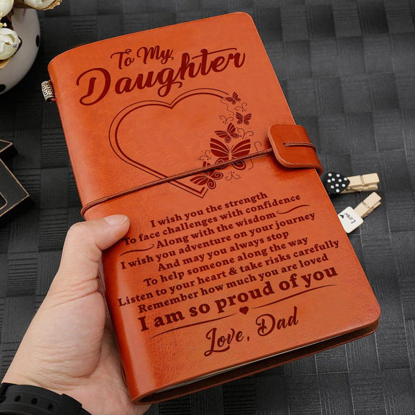 Diary Dad To Daughter - I Am So Proud Of You Personalized Leather Journal GiveMe-Gifts