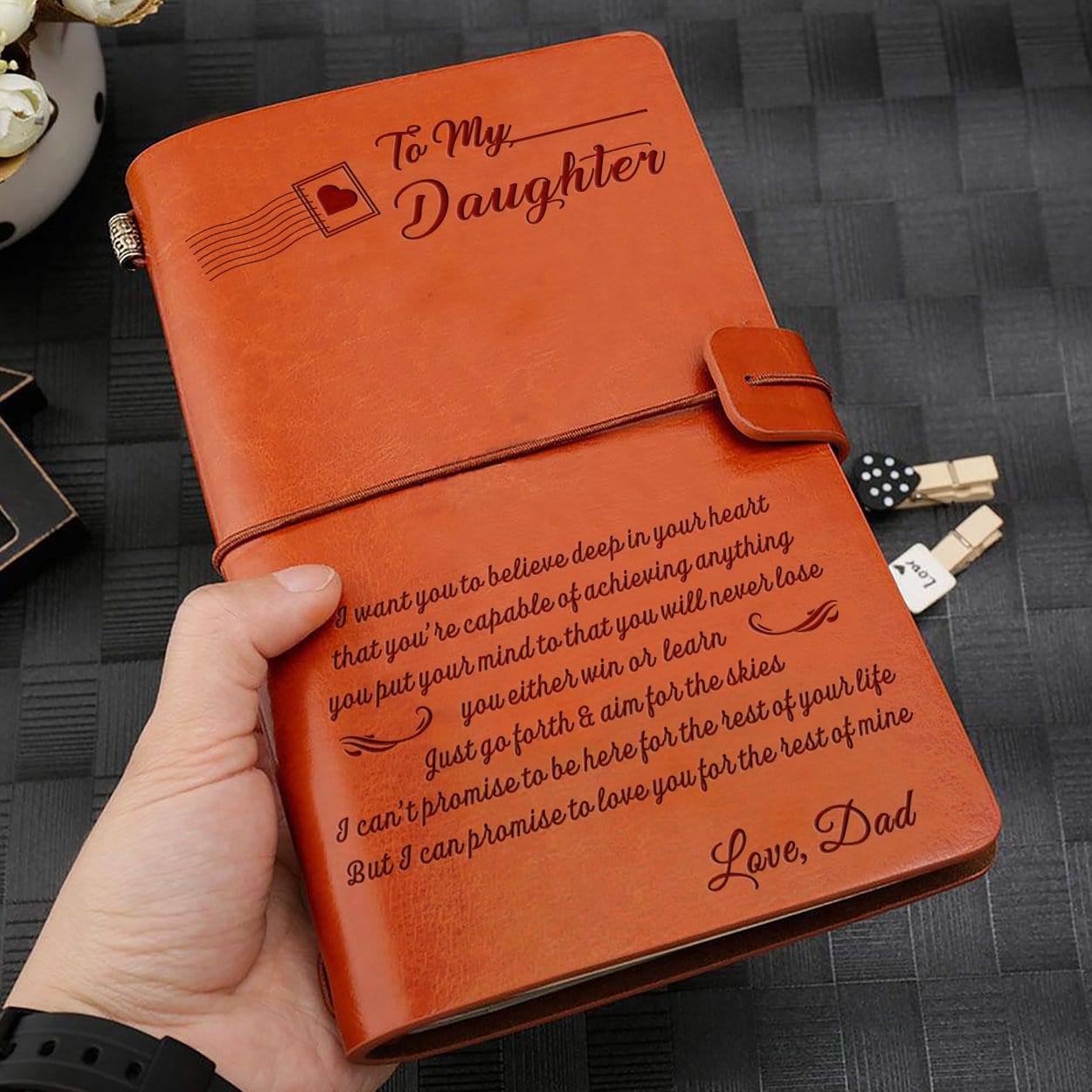 Diary Dad To Daughter - I Promise To Love You Personalized Leather Journal GiveMe-Gifts