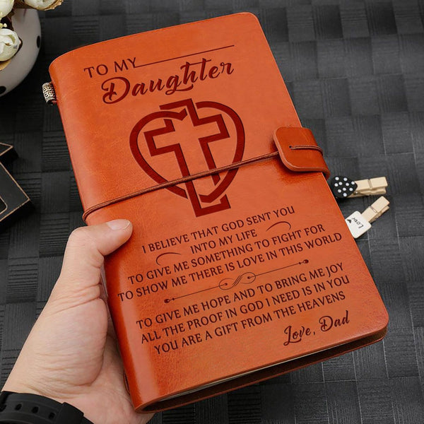 Diary Dad To Daughter - You Are A Gift Personalized Leather Journal GiveMe-Gifts