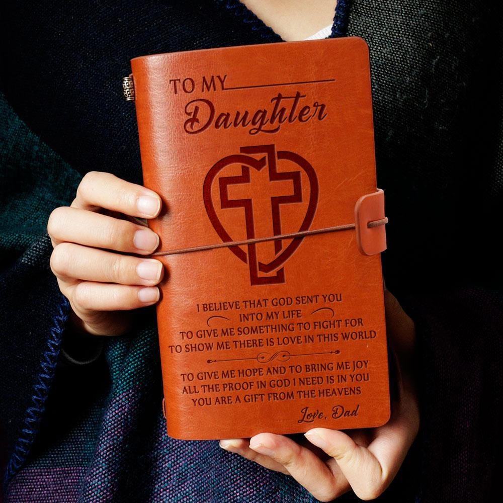 Diary Dad To Daughter - You Are A Gift Personalized Leather Journal GiveMe-Gifts